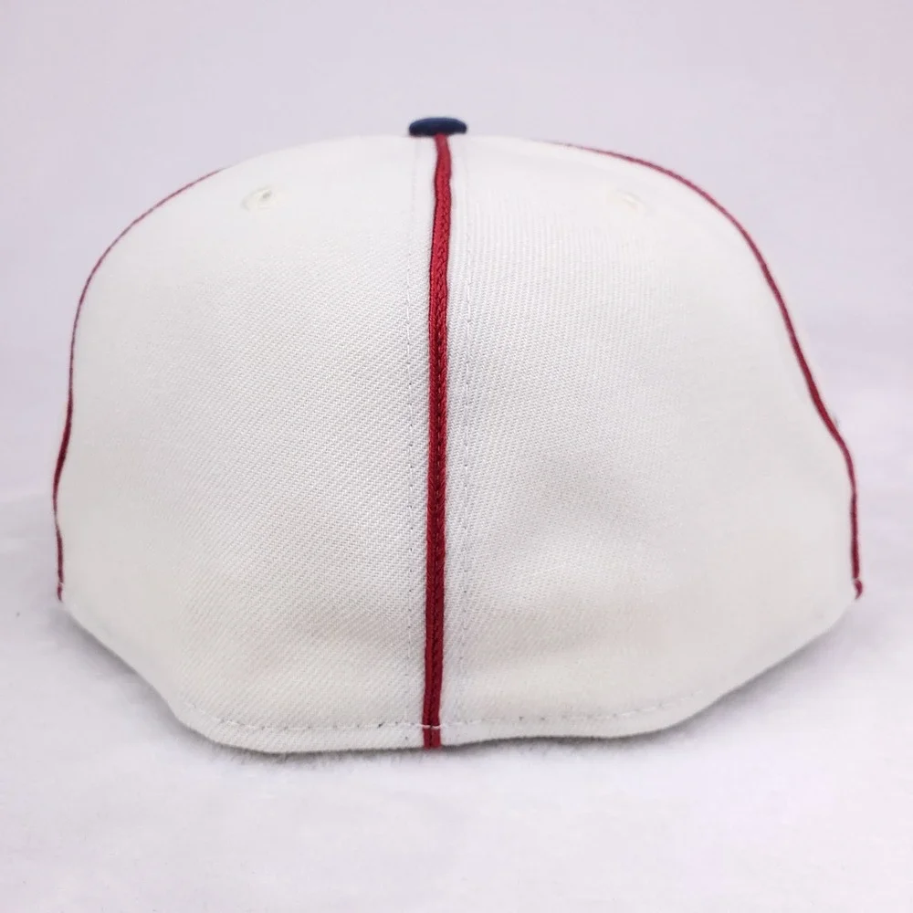 KC Monarchs Rings & Crowns NLB Fitted 7 1/2 Flatbill‎ Hat Cap 3D Logo White NWT